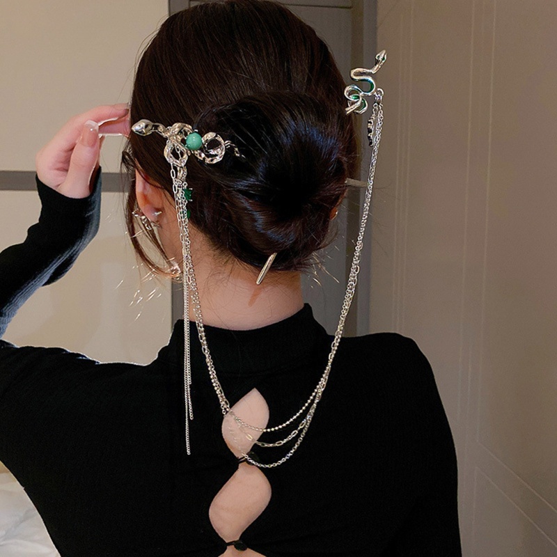 Trâm Cài Tóc Hình Rắn Bằng Hợp Kim Có Thể Tháo Rời Phong Cách Cổ Điển Cho Nữ