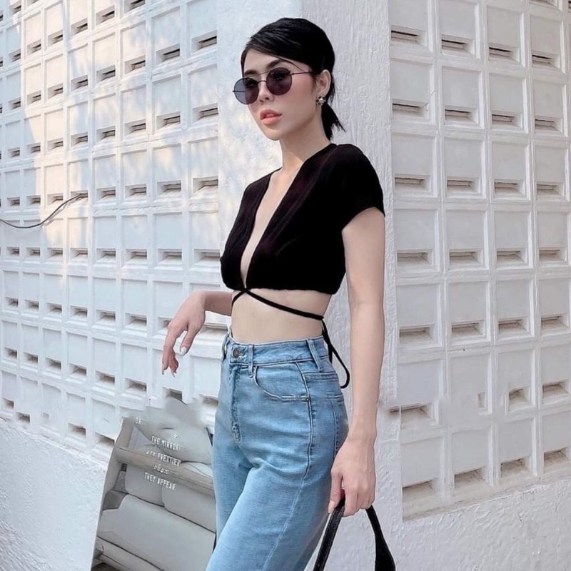 🍓Áo Thun Croptop Quấn Dây Mặc Được Hai Kiểu Cực Sexy Quyến Rũ - Mã: 277🍓TV - Fashion