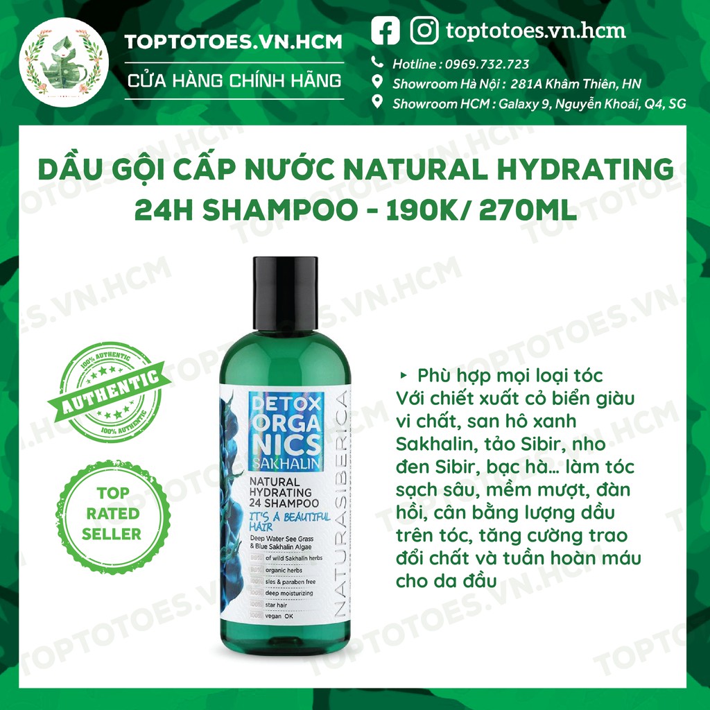 [Date SALE] Gội xả thảo mộc Natura Siberica Detox Organics cấp nước/cân bằng da đầu, cho tóc tơi mượt, bồng bềnh