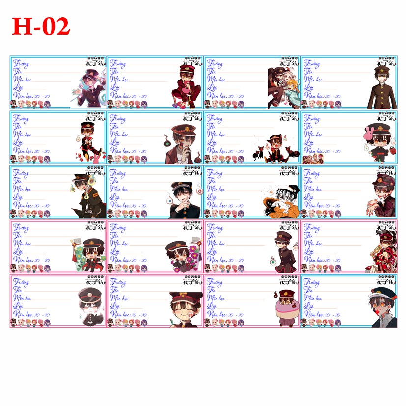 Nhãn-Vở-anime-Jinbaku-Shounen-Hanako-Kun - Ác-Quỷ-Trong-Nhà-Vệ-Sinh (1 set 20 nhãn vở)