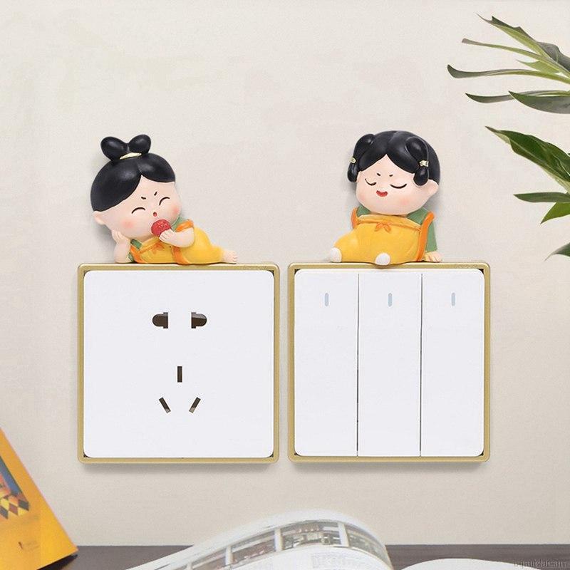 Sticker dán trang trí công tắc hình cô gái hoạt hình dễ thương