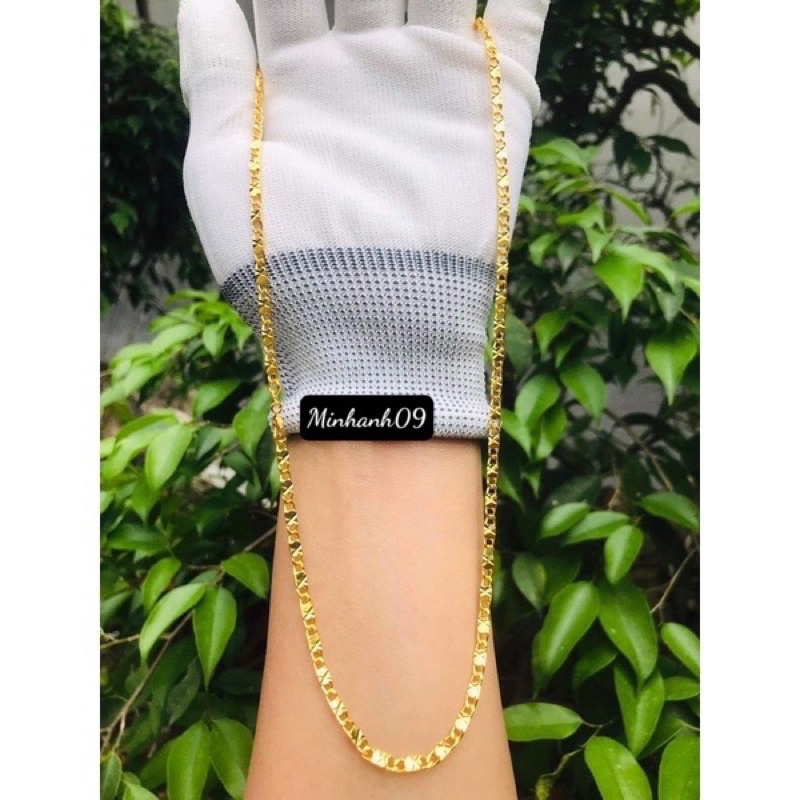 Dây chuyền bản dẹt phay cho nam , nữ mạ vàng cao cấp - minhanh09