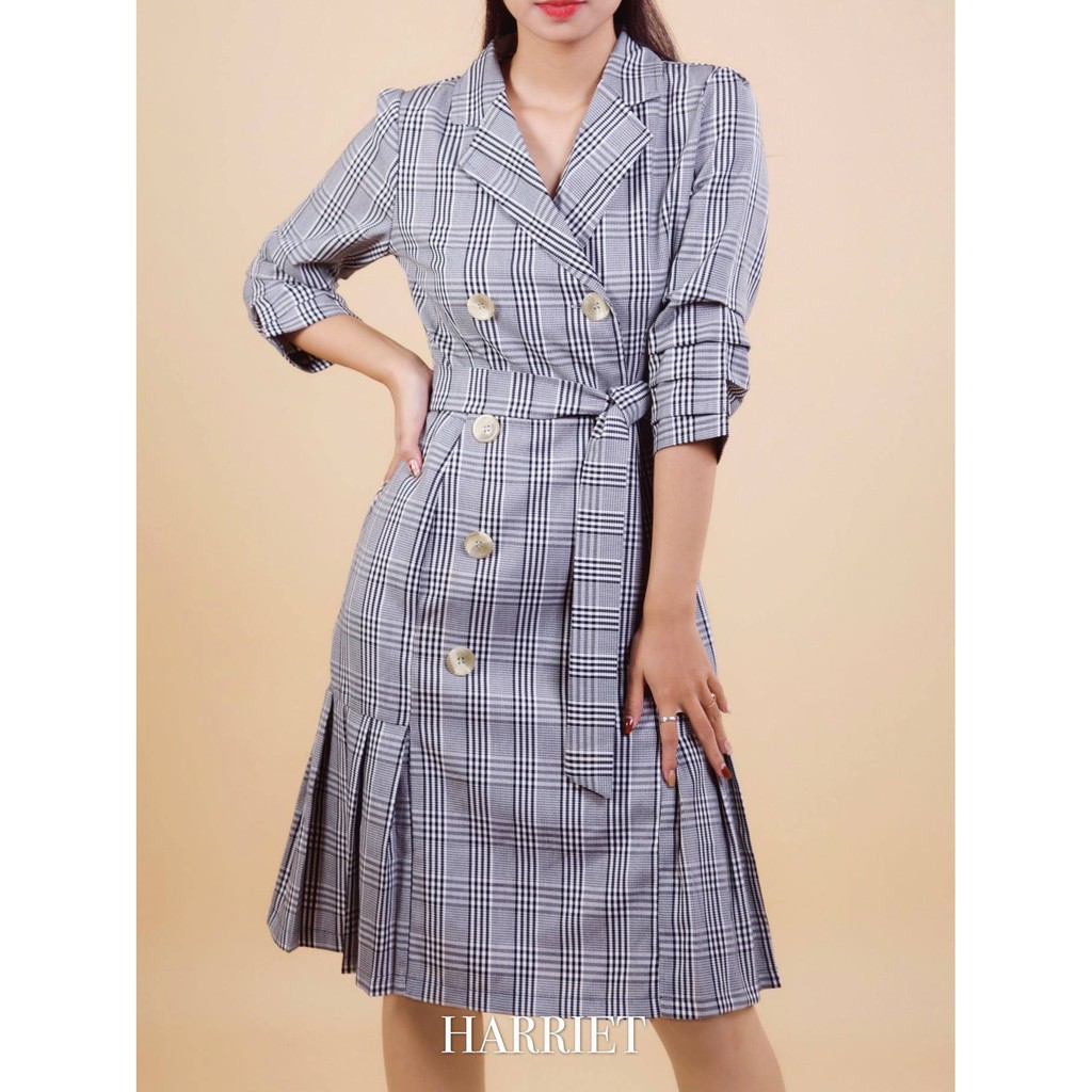 Váy măng tô cổ vest đuôi cá London | BigBuy360 - bigbuy360.vn