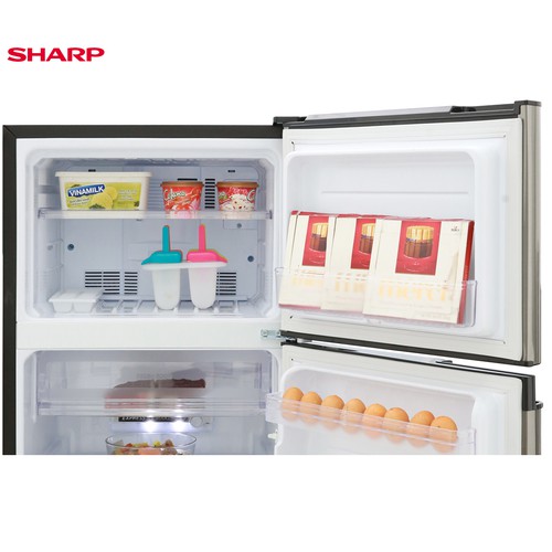 Tủ lạnh Sharp Inverter 180 Lít SJ-X196E-SL - Làm đá nhanh, Bộ khử mùi phân tử bạc Nano Ag+