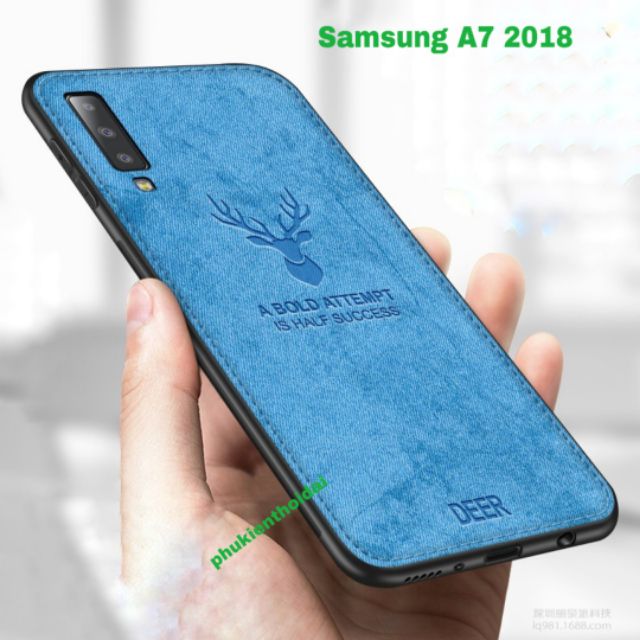 Ốp Samsung A7 2018 Chống sốc vải hươu In 3D cao cấp siêu đẹp