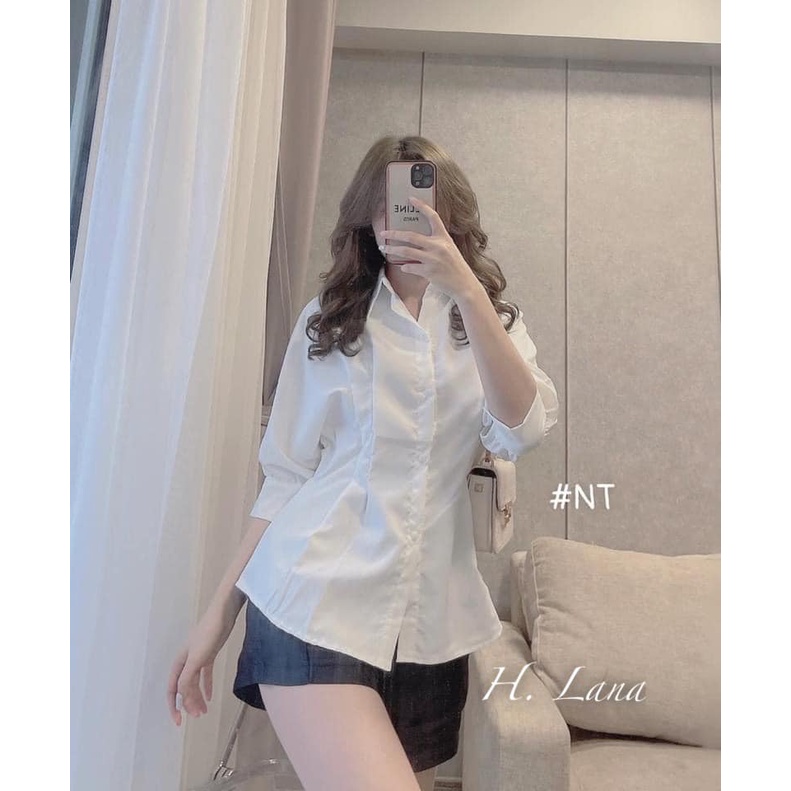 [Mã FAMARAL1 giảm 10K đơn 50K] ÁO SƠ MI THÔ 2 MÀU SIẾT EO | BigBuy360 - bigbuy360.vn