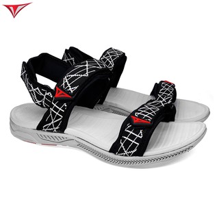 Giày Sandal Việt Thủy Quai Ngang Nam Nữ Đen Sọc Trắng - VT03