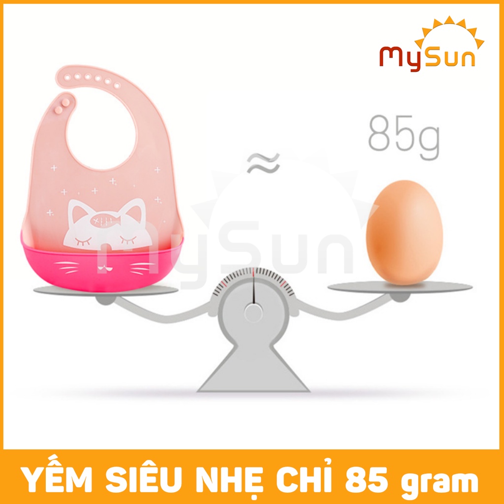 Yếm máng ăn dặm SILICON cho bé sơ sinh, bé trai, bé gái 1,2,3,4,5 tuổi BLV, SIÊU MỀM, chứng chỉ SGS, RoHS - MYSUN