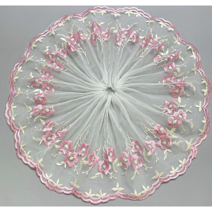 Ren Thêu Hoa Hồng loại đẹp bản rộng 20cm x50cm may đồ búp bê Adhshop