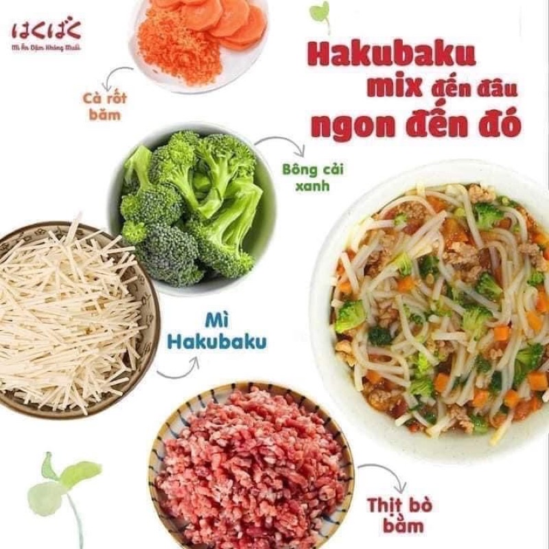 Mì Somen  Hakubaku tách muối ăn dặm cho bé từ 5 tháng