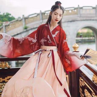 [SALE SOCK] Hán phục hạc trắng Nhất Điểm Xuân thắt eo cổ phong