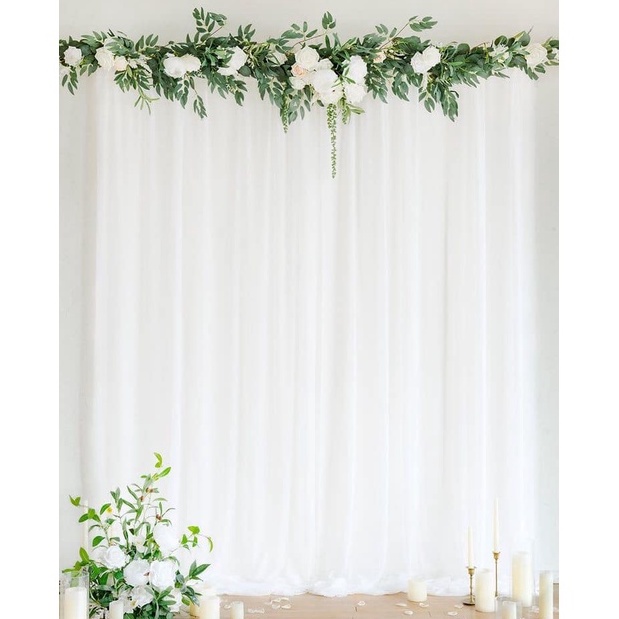 Rèm vải may sẵn Kem Shop trang trí sinh nhật tiệc cưới sự kiện - K185