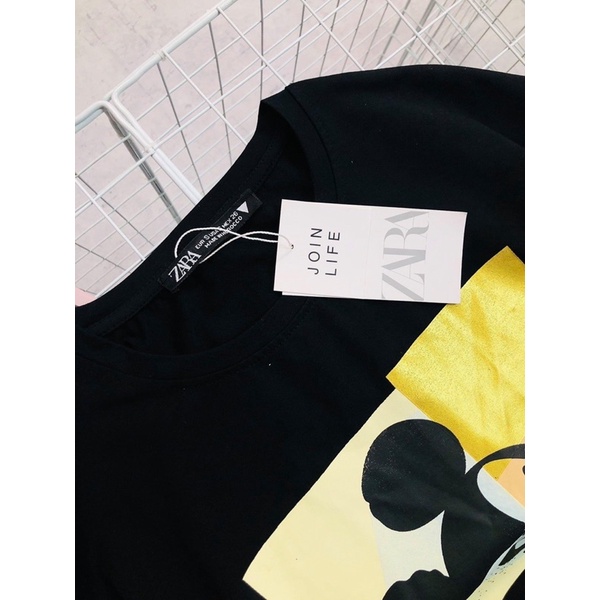 Áo Thun Nữ Zara in hình ép nhiệt cao cấp vải cotton siêu xịn cổ tròn đẹp phom rộng thoải mái
