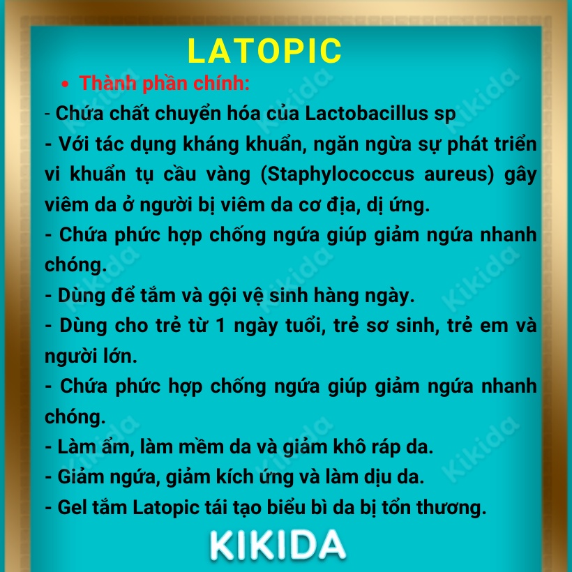 LATOPIC giúp Da khô Viêm ngứa Dị ứng Nhạy cảm, làm dịu da giảm viêm ngứa