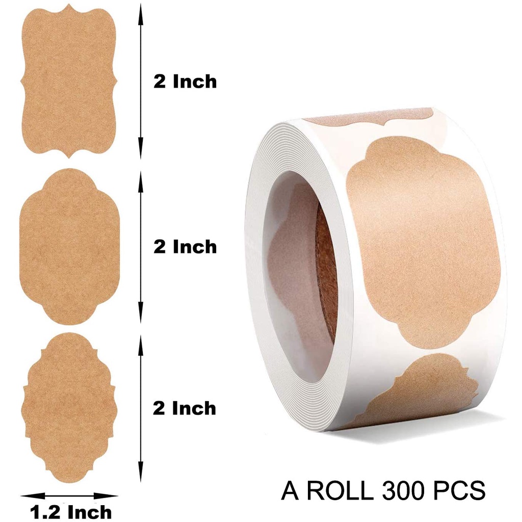 Cuộn 300 miếng sticker giấy kraft tiện dụng đóng gói bánh nướng/phân loại thực phẩm