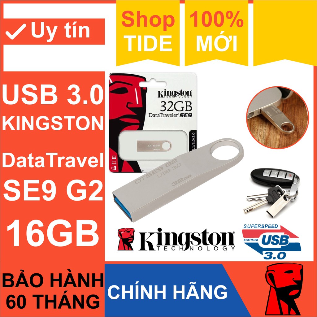 USB Kingston SE9G2 32GB – Kingston DataTraveler - Vỏ thép nguyên khối – CHÍNH HÃNG – BH 5 năm