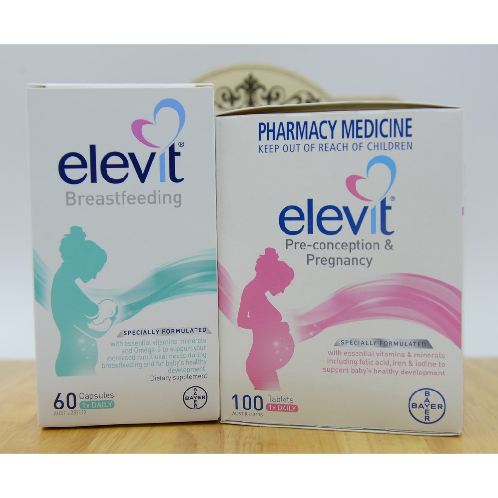 Vitamin tổng hợp Elevit Bầu,Hàng Úc 100 viên bổ sung Vitamin C, D3, Axit Folic cho mẹ bầu, mẹ sau sinh-Hàng date mới