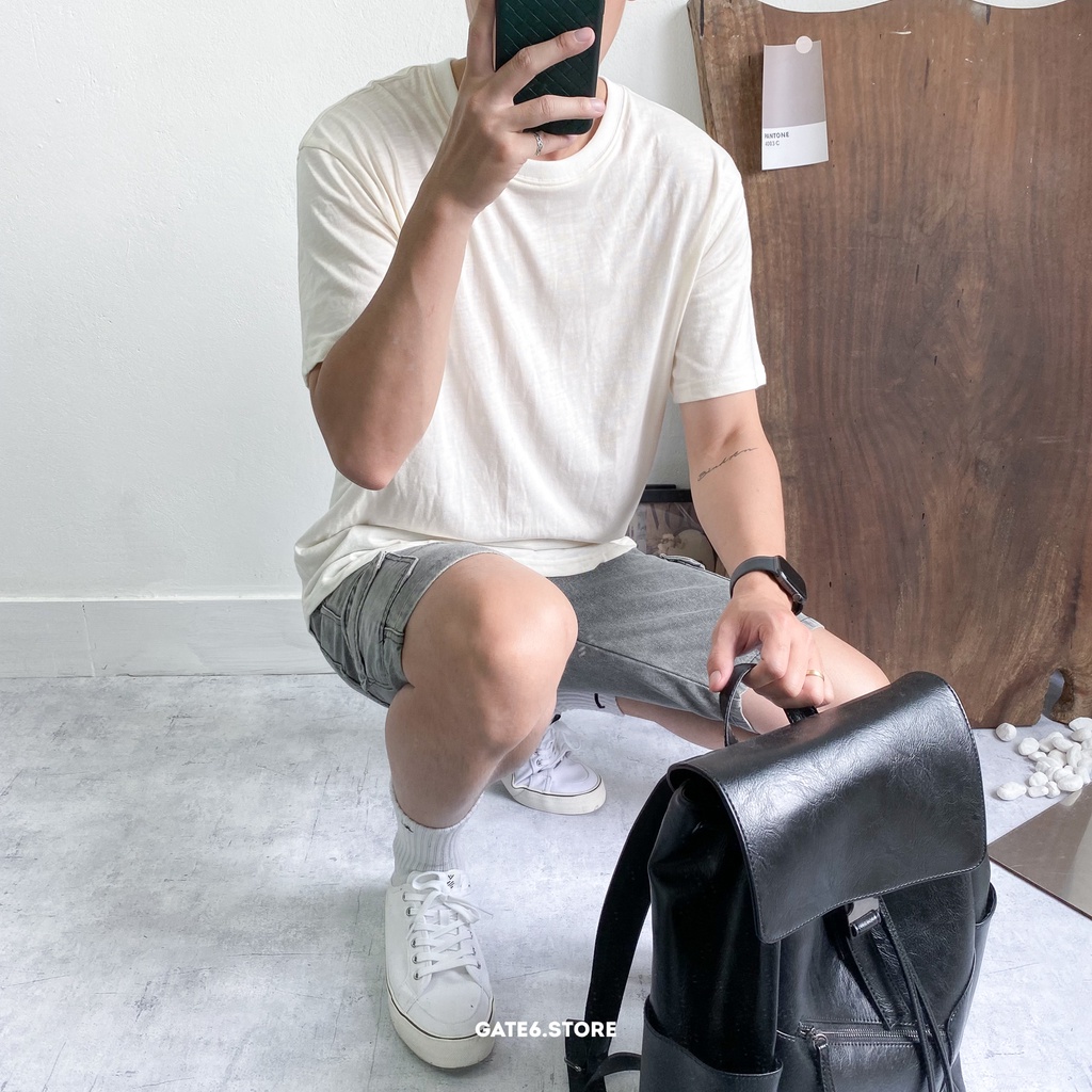 Áo Phông Nam BT trơn, thun cổ tròn vải cotton xước 100% co giãn thoáng mát GATE6 - #4744