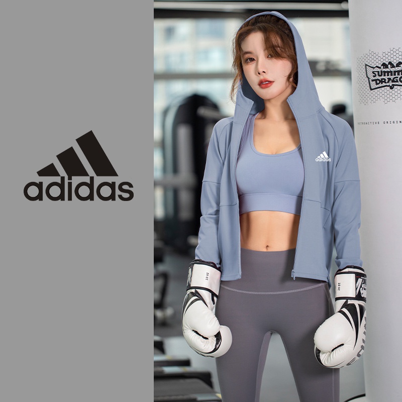 Adidas Áo Khoác Hoodie Thể Thao Tay Dài Co Giãn Khô Thoáng Nhanh Phối Khóa Kéo Thời Trang Cho Nữ