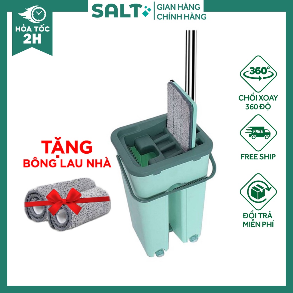 Bộ cây lau nhà 360 độ 4 in 1 tự vắt thông minh đa năng xoay 2 vách ngăn cao cấp