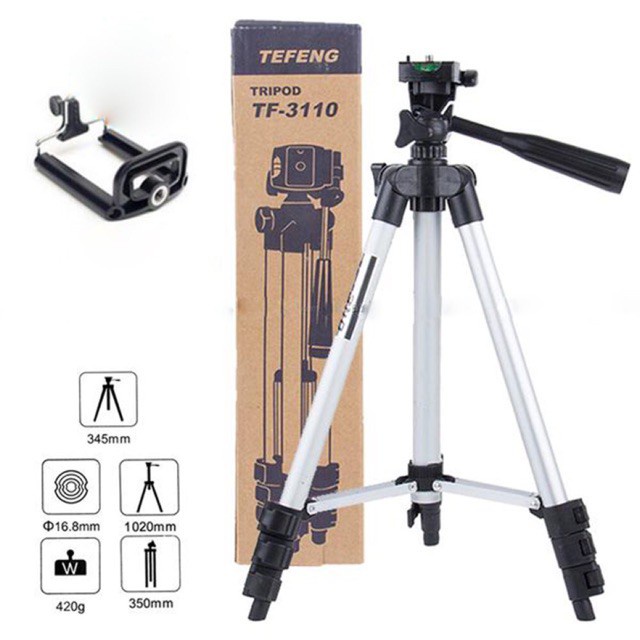 [ELMTOD giảm 30k] Giá đỡ 3 chân máy chụp ảnh Tripod TF-3110 + kẹp điện thoại