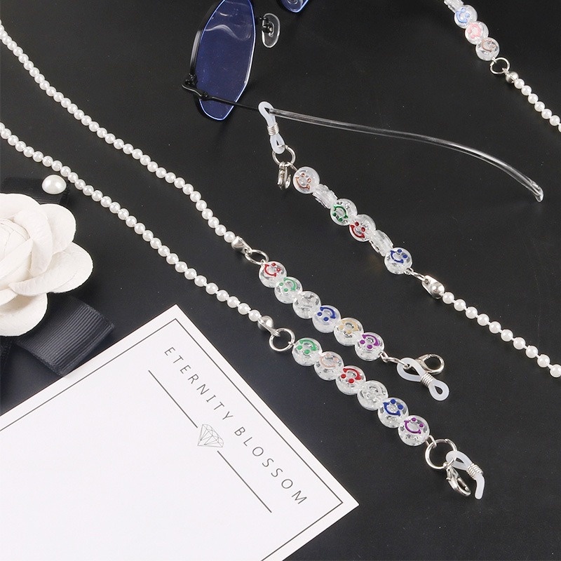 Dây Đeo Mắt Kính Bằng acrylic Trong Suốt In Hình Mặt Cười Dễ Thương
