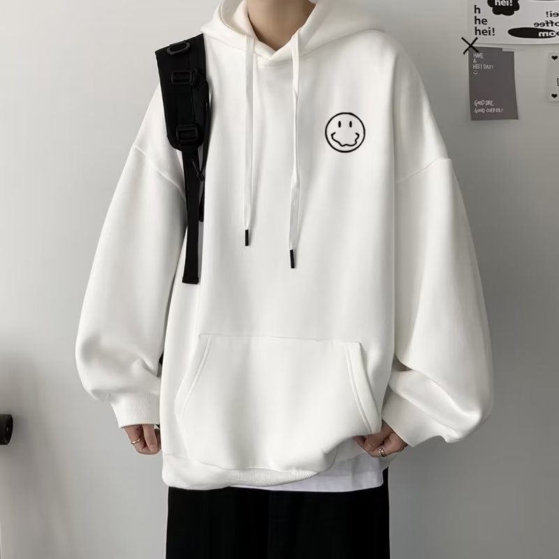 Kích Thước M-8XL. Áo hoodie Tay Dài In Hình Mặt Cười Dễ Thương Phong Cách hip hop Đường Phố Mỹ Thời Trang Thu Đông Cho Nam