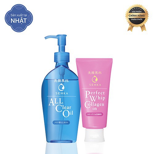 Bộ đôi Dầu tẩy trang và Sữa rửa mặt Collagen Senka (A.L.L Clear Oil 230ml + PW Collagen In 120g)_95011