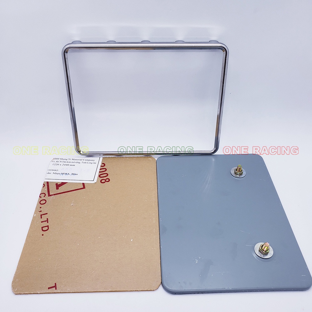Khung biển số xe máy, ốp viền biển số Inox 304, mẫu dày cao cấp gắn mọi mẫu xe, ONE RACING