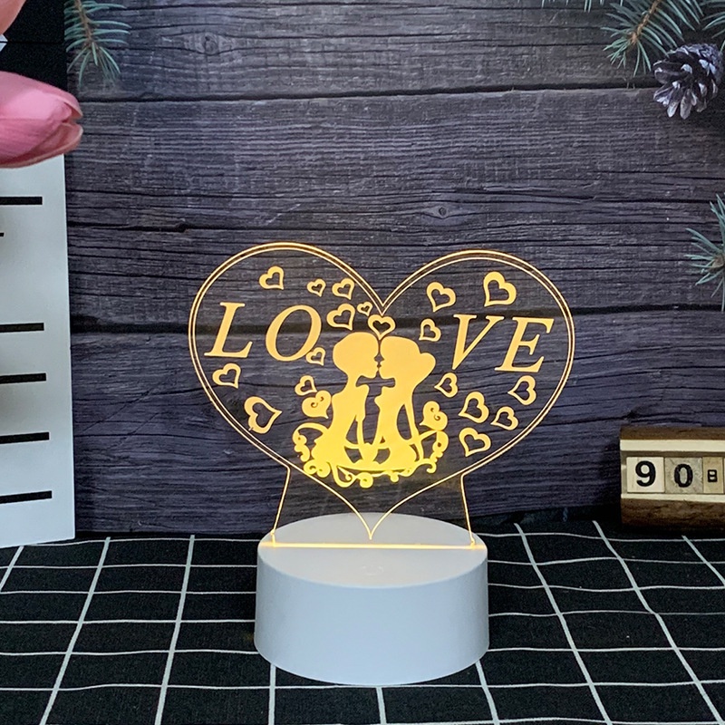 Nâng Cấp Đèn LED 3D meja Acrylic Màn Hình Hiển Thị Usb Làm Quà Tặng Sinh Nhật / Đám Cưới / Giáng Sinh / Valentine