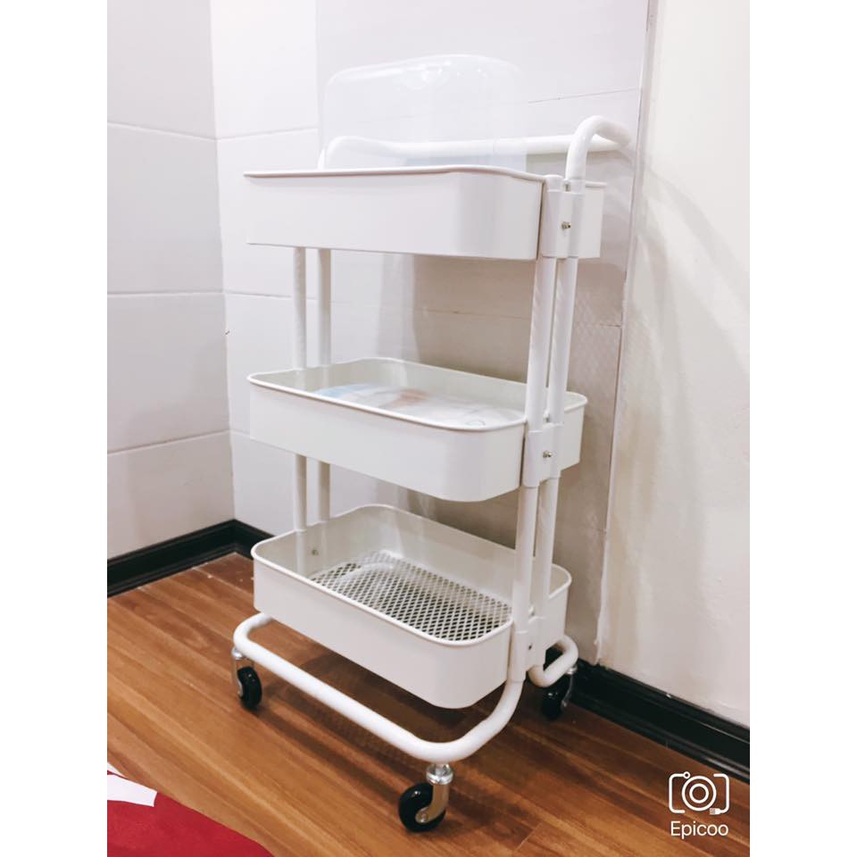 [CHÍNH HÃNG] KỆ SẮT ĐA NĂNG 3 TẦNG CÓ BÁNH XE IKEA ĐỰNG ĐỒ CHO BÉ
