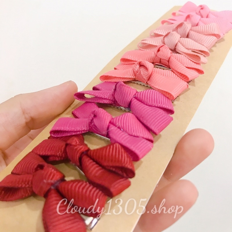 Set 10 kẹp nơ tone màu hồng dễ thương