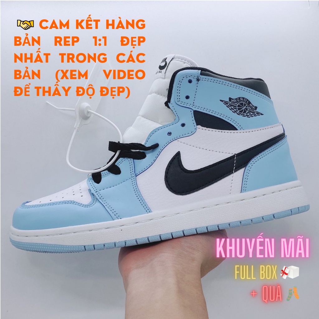 [Full Box] Giày thể thao nam nữ Sneaker Air Jordan 1 Cổ Cao Xanh dương "University Blue" Chuẩn Full Size Hot Trend 2021