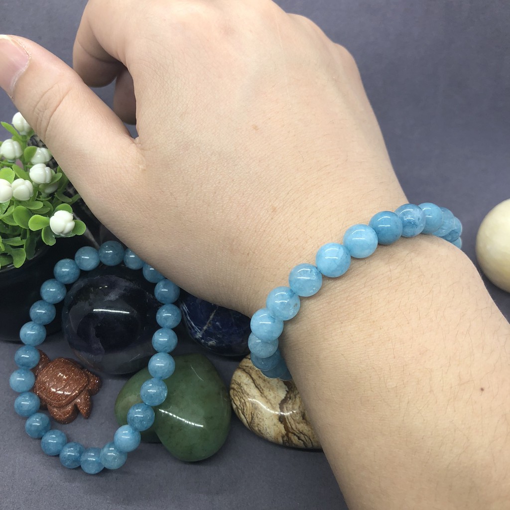 Vòng Tay Chuỗi Hạt Đá Tròn Tự Nhiên Cho Nữ