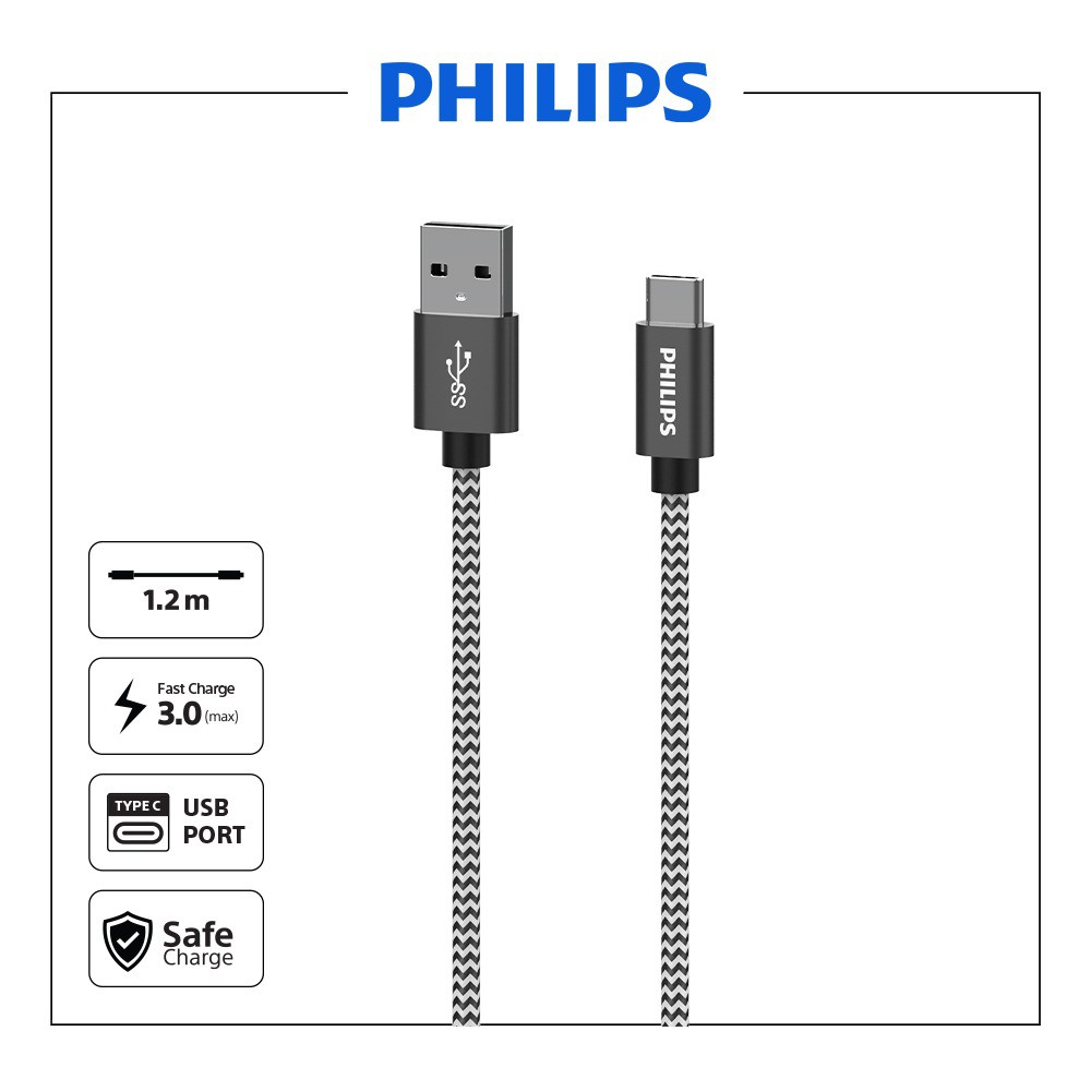 Dây cáp sạc USB loại C Philips DLC4546AB DLC 4546 AB / DLC-4546AB