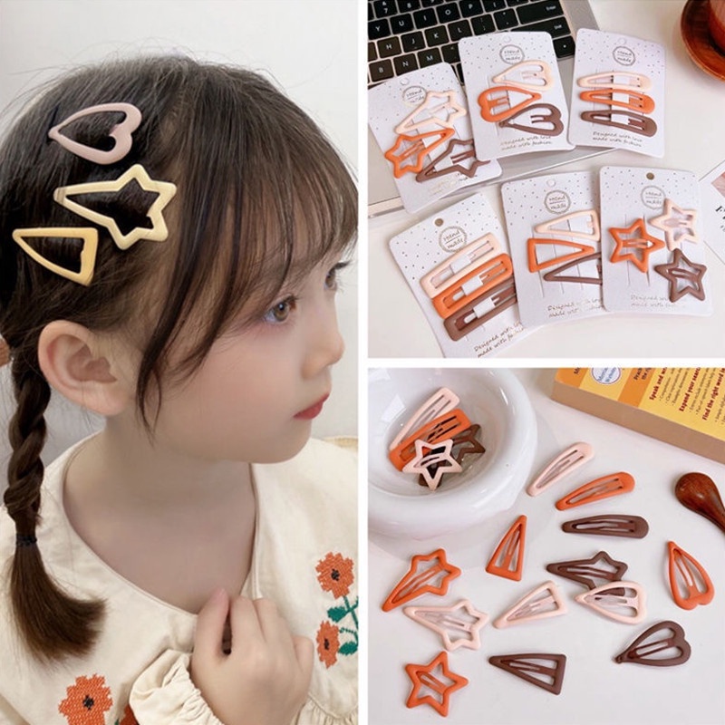 Set 3 Kẹp Tóc Hình Ngôi Sao Năm Cánh Bằng Kim Loại Màu Sắc Ngọt Ngào Cho Nữ