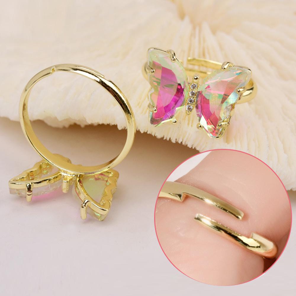 Nhẫn Hình Bướm Đính Đá Lấp Lánh Sang Trọng Dùng Trang Trí Móng Tay Nghệ Thuật DIY
