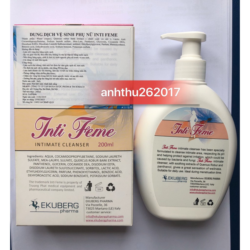 INTI FEME 200ml - dung dịch vệ sinh cao cấp từ Ý