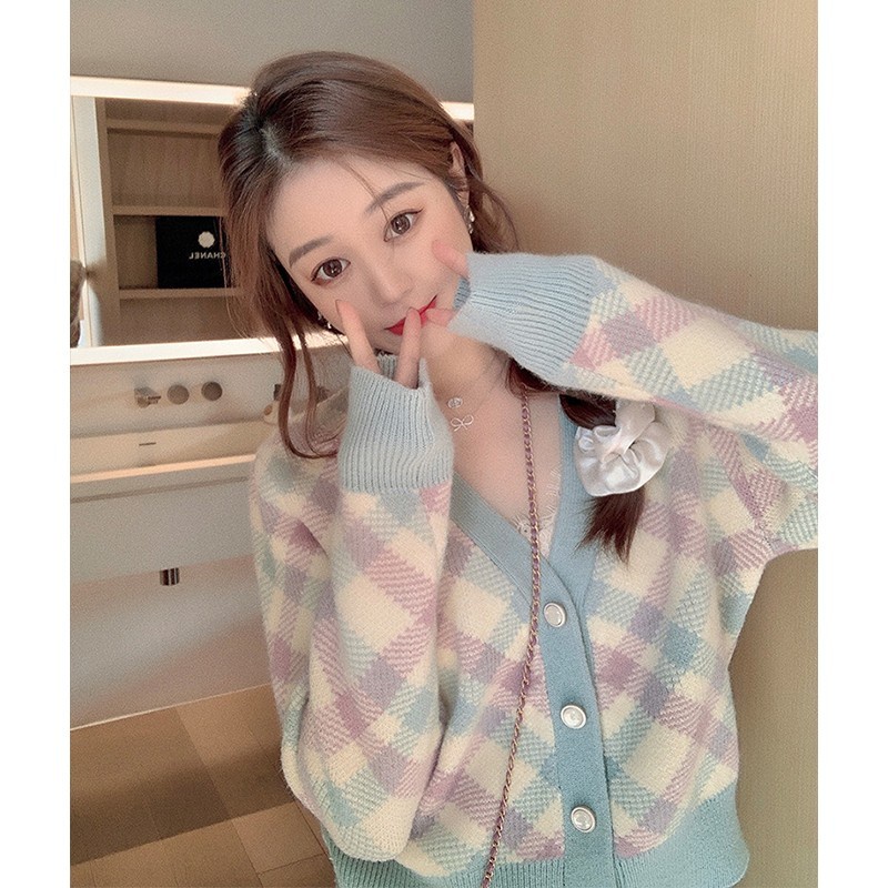Áo Khoác Cardigan Dệt Kim Mỏng Cổ Chữ V Dáng Ngắn Màu Sắc Tươi Tắn Thời Trang Mùa Thu 2022 Dành Cho Bạn Nữ
