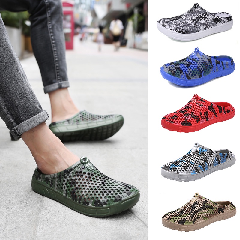 [ASZC] Dép đi biển Hở Lỗ Siêu Nhẹ Thoáng Khí Họa Tiết Rằn Ri Thời Trang Cho Nam