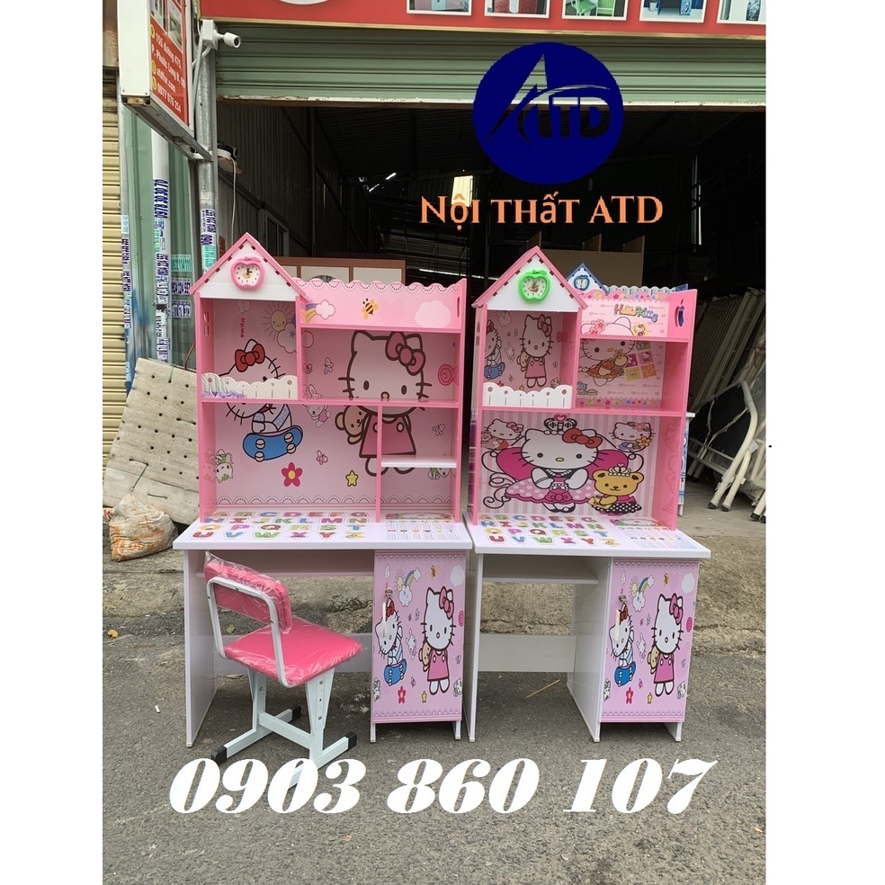 Bàn học sinh nhựa Đài Loan cao cấp in hình 3d siêu đẹp cho bé gái màu hồng HCM