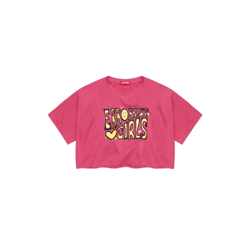 Áo ERRORIST croptop stroke logo màu hồng/đen