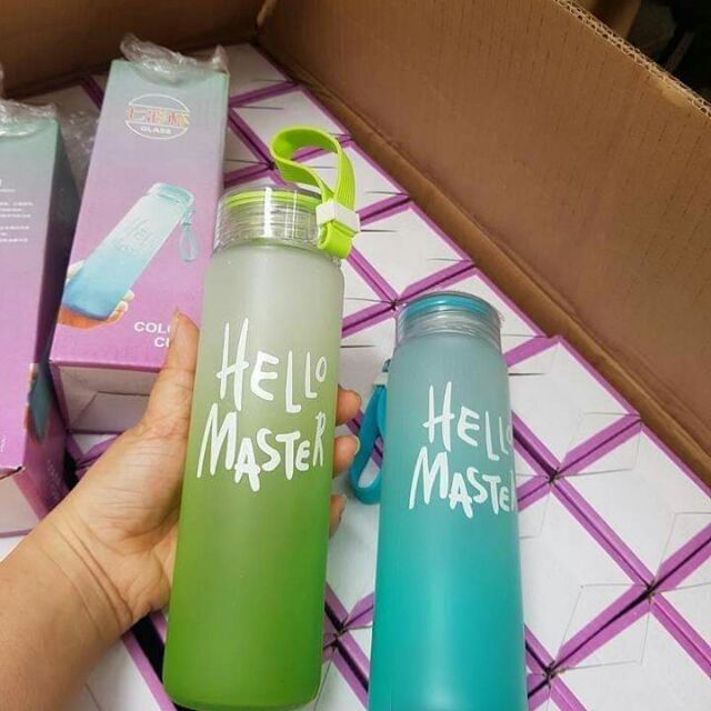 Bình nước thuỷ tinh hello master 500ml sỉ 15k