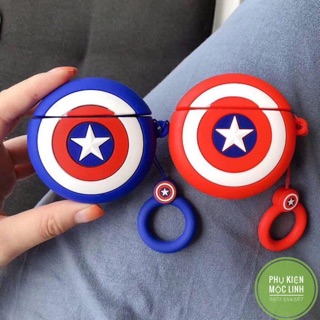 🌟Tặng kèm móc treo - Case Airpod 1 2 Caption American🌟Vỏ bao ốp AirPods silicon đựng tai nghe không dây i11 i12...