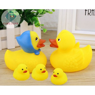 Ready Stoc!!! 5 Pcs Set Cute Rubber Squeaky Duck Baby Bathing Toy