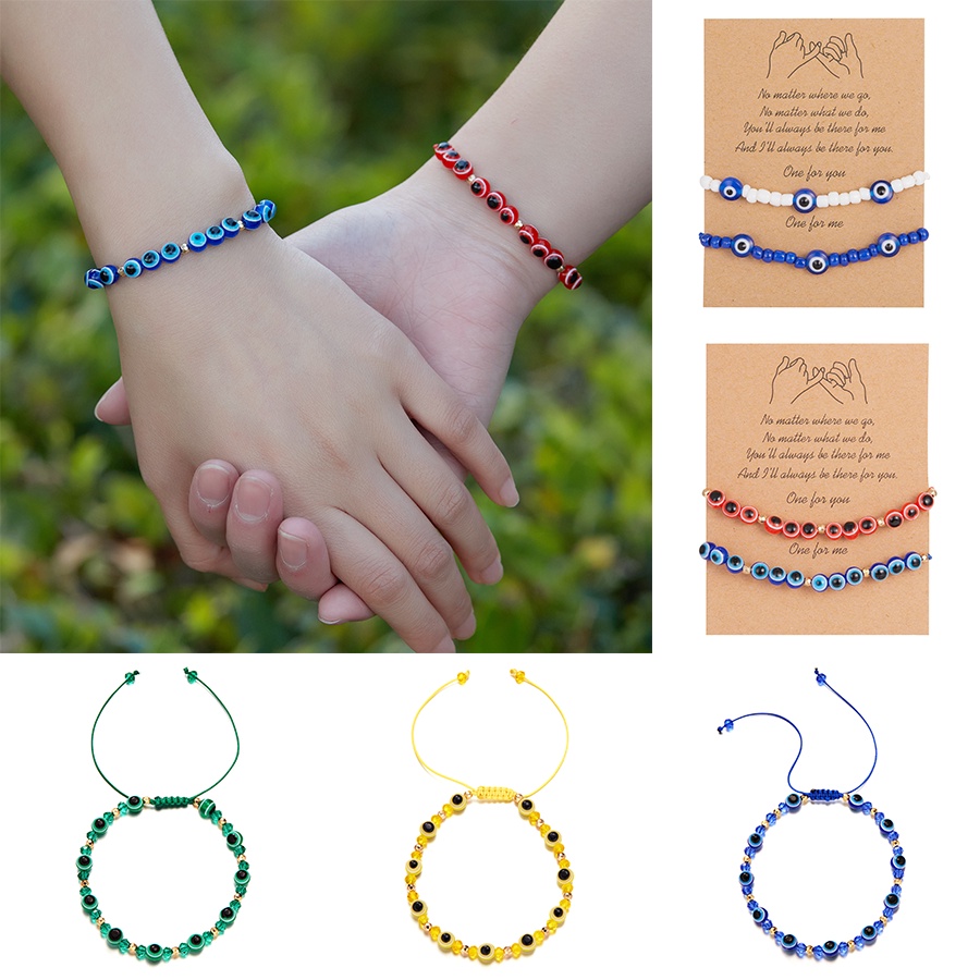 1/2 Vòng đeo tay RINHOO FRIENDSHIP dây bện hình mắt quỷ có thể điều chỉnh