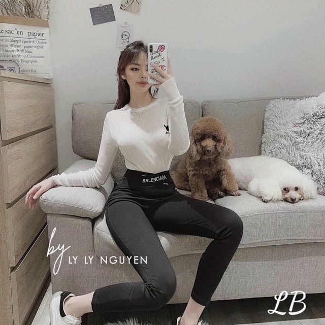 QUẦN LEGGING CẠP CHÉO IN CHỮ GEN BỤNG