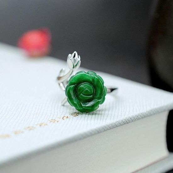 PANAOBEN ♥ sterling silver 925 rings for women vintage cute rings men Korean Fashion Accessories couple ring Korean Fashion Fake Gemstone Flower Shaped Metal Ring