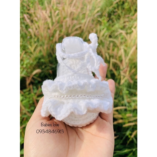 Giày len bèo bé gái sơ sinh 0-18m