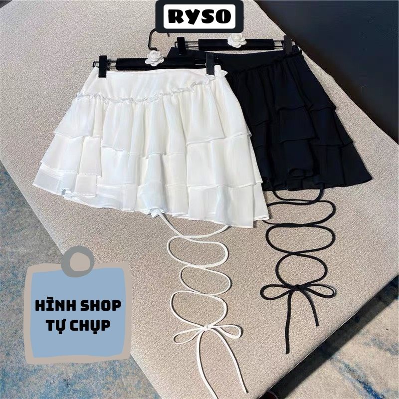 Chân Váy Xòe 3 Tầng Ulzzang Dáng Ngắn Kiểu Chân Đan Dây ( có quần trong ) | BigBuy360 - bigbuy360.vn